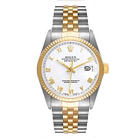 Rolex Datejust Steel Yellow Gold White Dial Vintage Mens Watch