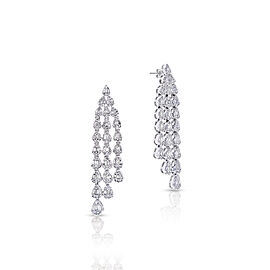 Lyla Carat Baguette and Round Hanging Earth Mined Diamond Earrings in 14 Karat White Gold