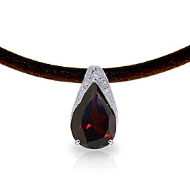 6 CTW 14K Solid White Gold Leather Necklace Natural Garnet