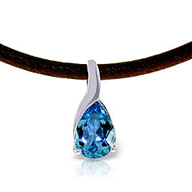 4.7 CTW 14K Solid White Gold Love Review Blue Topaz Necklace