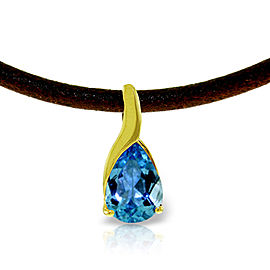 4.7 CTW 14K Solid Gold Admiration Blue Topaz Diamond Necklace