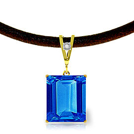 6.51 CTW 14K Solid Gold Solitude Blue Topaz Diamond Necklace