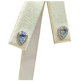Diamond Blue Sapphire Earrings 18k Gold Certified $2,295