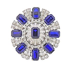 J.E. Caldwell & Co Art Deco 22.50 Carat Sapphire Diamond Platinum Brooch