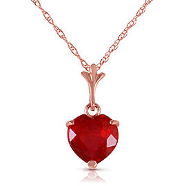 1.45 CTW 14K Solid Rose Gold Necklace Natural Heart Ruby