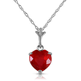 1.45 CTW 14K Solid White Gold Necklace Natural Heart Ruby