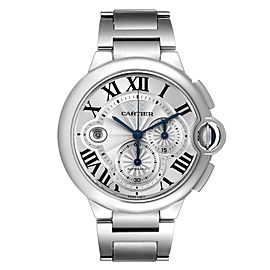 Cartier Ballon Bleu XL Silver Dial Cronograph Steel Mens Watch