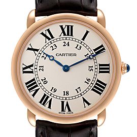 Cartier Ronde Louis Rose Gold Silver Dial Mens Watch