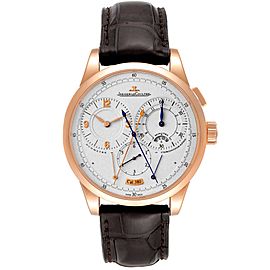 Jaeger Lecoultre Duometre Silver Dial Rose Gold Mens Watch