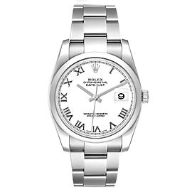 Rolex Datejust 36 White Roman Dial Steel Mens Watch