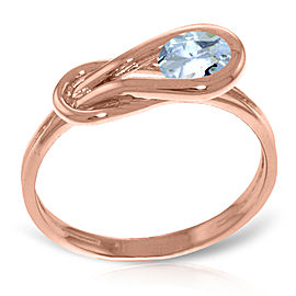 14K Solid Rose Gold Ring with Natural Aquamarine