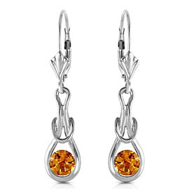 1.3 CTW 14K Solid White Gold Checkmate Citrine Earrings