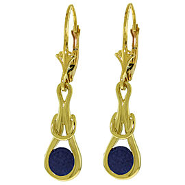 1.3 CTW 14K Solid Gold Leverback Earrings Natural Sapphire