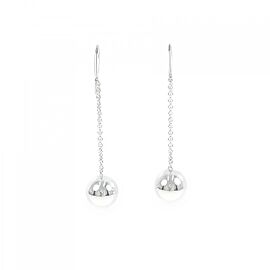 TIFFANY & Co 925 Silver Ball Hooks Earrings E0109