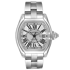 Cartier Roadster GMT Silver Dial Stainless Steel Mens Watch