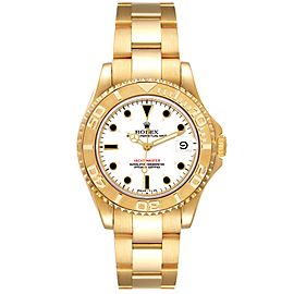 Rolex Yachtmaster Midsize 18K Yellow Gold White Dial Unisex Watch
