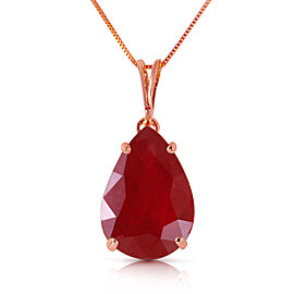 5 CTW 14K Solid Rose Gold Teardrop Ruby Necklace
