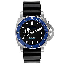 Panerai Submersible Azzurro Black Dial Steel Mens Watch