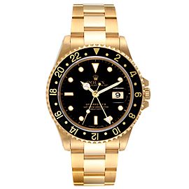 Rolex GMT Master 18K Yellow Gold Black Dial Mens Watch