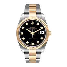 Rolex Datejust 41 Steel Yellow Gold Black Diamond Dial Watch