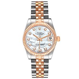Rolex Datejust Midsize Steel Rose Gold MOP Diamond Ladies Watch
