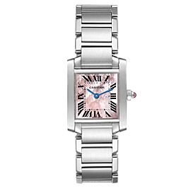 Cartier Tank Francaise Pink Mother of Pearl Steel Ladies Watch