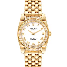 Rolex Cellini Cestello Yellow Gold White Roman Dial Ladies Watch
