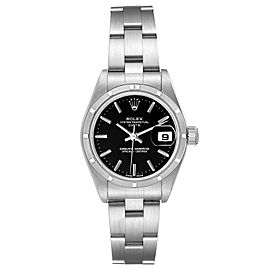 Rolex Date 26mm Stainless Steel Black Baton Dial Ladies Watch