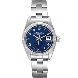 Rolex Date Blue Dial Steel Ladies Watch