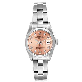 Rolex Date Salmon Dial Oyster Bracelet Steel Ladies Watch