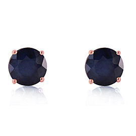 14K Solid Rose Gold Stud Earrings with Natural Sapphires