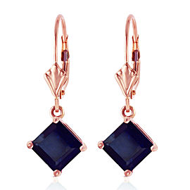 14K Solid Rose Gold Leverback Earrings with Natural Sapphires