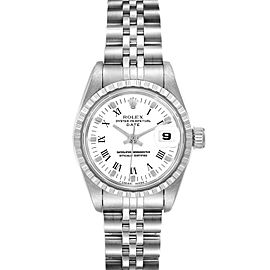 Rolex Date White Roman Dial Steel Ladies Watch