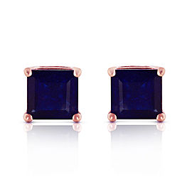 14K Solid Rose Gold Stud Earrings with Natural Sapphires