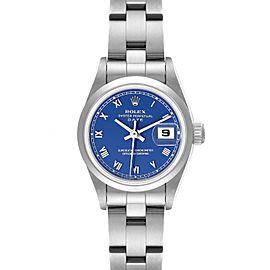 Rolex Date Blue Dial Oyster Bracelet Steel Ladies Watch