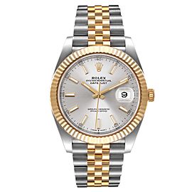 Rolex Datejust 41 Steel Yellow Gold Silver Dial Mens Watch