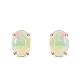 14K Solid Rose Gold Stud Earrings with Natural Opals
