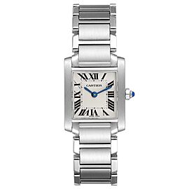 Cartier Tank Francaise Silver Dial Blue Hands Ladies Watch