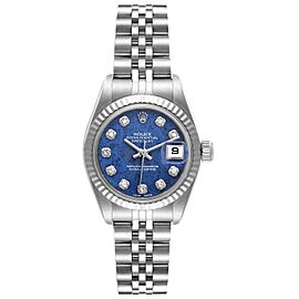 Rolex Datejust Steel White Gold Sodalite Stone Diamond Dial Ladies Watch