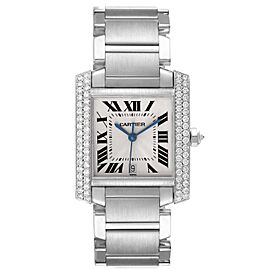 Cartier Tank Francaise Large 18K White Gold Diamond Unisex Watch