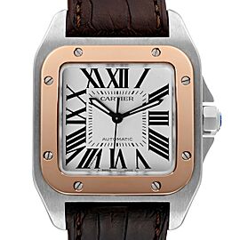 Cartier Santos 100 Steel Rose Gold Midsize Mens Watch