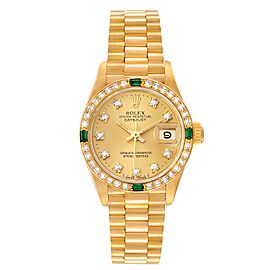 Rolex President Datejust Yellow Gold Diamond Emerald Watch