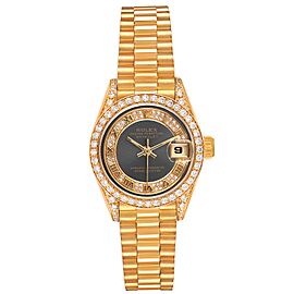 Rolex President Yellow Gold Myriad Diamond Ladies Watch