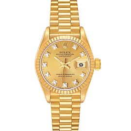 Rolex President Datejust Yellow Gold Diamond Dial Ladies Watch