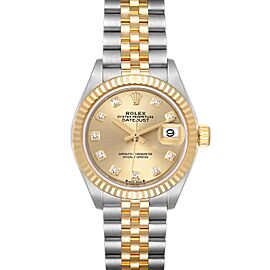 Rolex Datejust 28 Steel Yellow Gold Diamond Ladies Watch