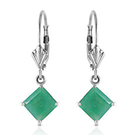 2.9 CTW 14K Solid White Gold Smooth Talk Emerald Earrings
