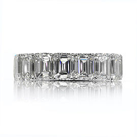 12 CARAT EMERALD CUT DIAMOND ETERNITY BAND IN 18K WHITE GOLD SHARED PRONG 70 POINTER BY MIKE NEKTA
