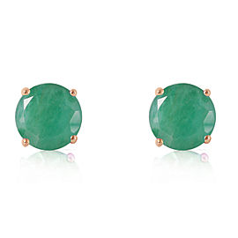 14K Solid Rose Gold Stud Earrings with Natural Emeralds