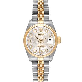 Rolex Datejust Steel Yellow Gold Silver Diamond Dial Ladies Watch