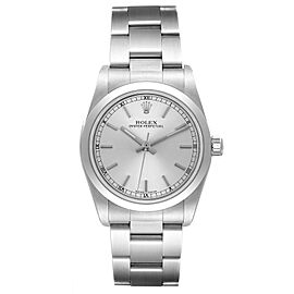 Rolex Midsize Silver Dial Smooth Bezel Steel Ladies Watch